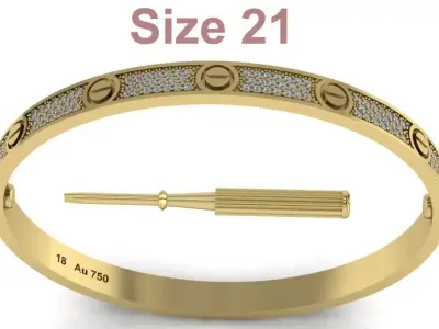 Love Bracelet With Diamonds - Size 21 3D print model