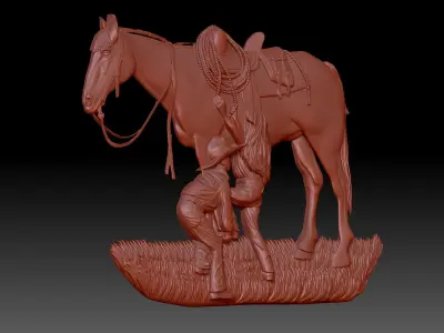 Horse and children 3D print model