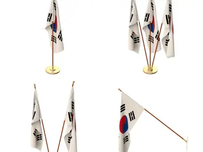 South Korea Flag Pack 3D model