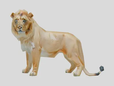 Realistic Lion Sculpture 3D Model - High Detail Low-poly 3D model