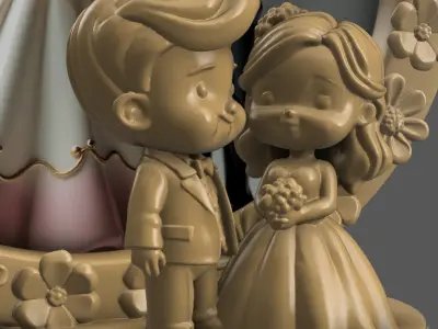 Wedding Couple 3D Photo Frame  Romantic STL for Printing 3D print model