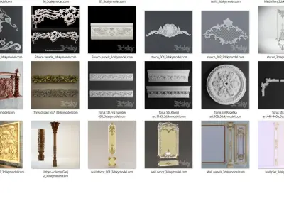 luxury 5 types of decorative designs 3D model