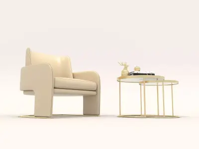 Modern Coffee Table and Armchair Set 66 3D model