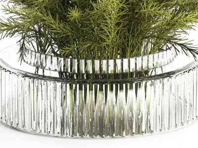 Floral green bouquet Asparagus branches glass vase 611 3D model