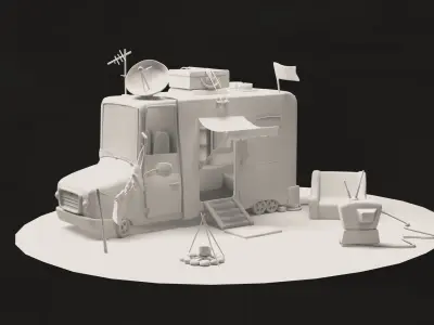 camping car 3d cartoon 3D model