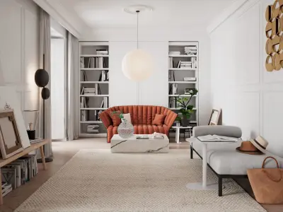 Eclectic Apartment Interior Scene for Cinema 4D and Vray 6 ACES 3D model