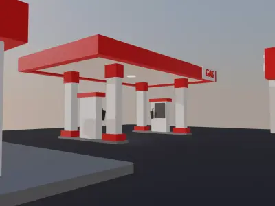 Low Poly - Gas Station Free low-poly 3D model