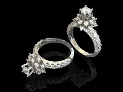 Women diamond ring  Style Luxury Diamond R03 3D print model