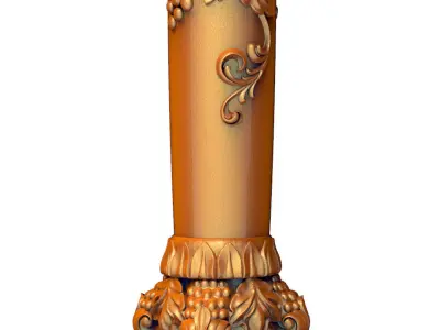 3D model column two golden pillars 3D model