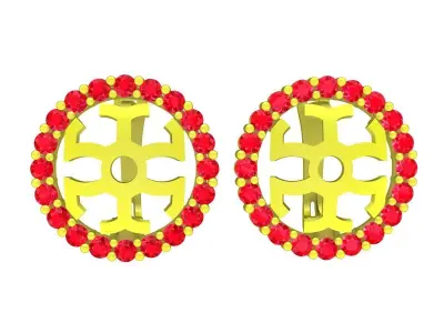 Luxury Cross Motif Halo Lever Back Earrings 3D Model 5985 3D print model