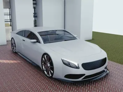 BLENDER EEVEE Brandless Extended Wheelbase 2 door coupe Low-poly 3D model