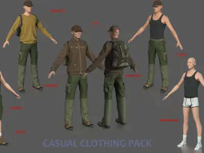 CASUAL CLOTHING PACK  Low-poly 3D model