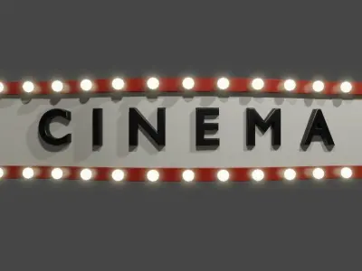 Cinema Facade - Front - Sign Low-poly 3D model