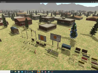 Modular Houses props mega pack mobile ar vr ready Low-poly 3D model