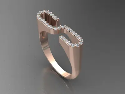 alphabet jewelry ring diamond letter S 3D print model