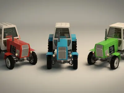 Low Poly Tractor 02 Low-poly 3D model