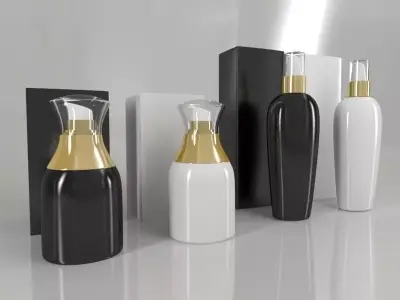 4 Luxury Bottle and Box - Pack 01 - 3D model