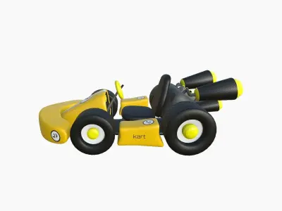 Cartoon Kart C03 Yellow - Vehicle Racing Design Low-poly 3D model