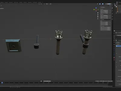 Stylized PBR Torch Small Pack Low-poly 3D model