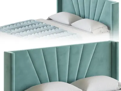 Boyd Sleep Valencia Velvet Upholstered Platform Bed 3D model