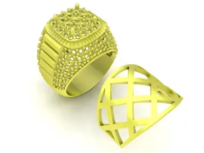 Luxury Square Pave Diamond Mens Ring 3971 3D print model