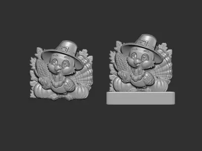 turkey with corn 3D print model