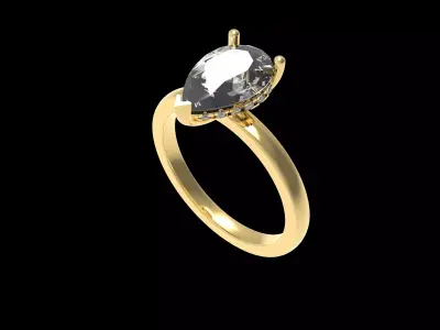Engagement Ring with Pear and hidden halo 3D print model