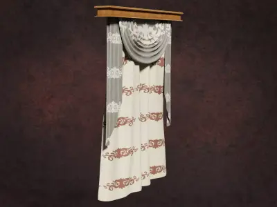 Deco Curtains Baroque Series DoubleFlower LT1 N4 3D model