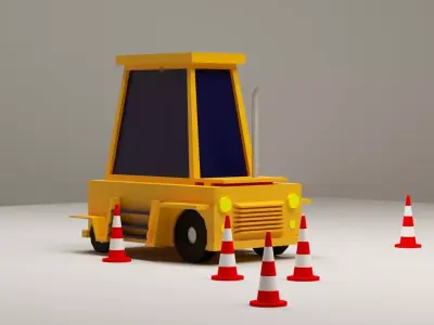 Cartoon Low-Poly JCB Car for game-ready Low-poly 3D model Low-poly 3D model