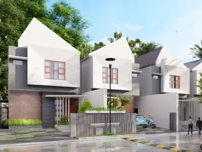 Modern housing with car animation 3D model