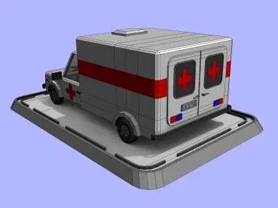 Cartoon Low Poly Ambulance Car 3D model