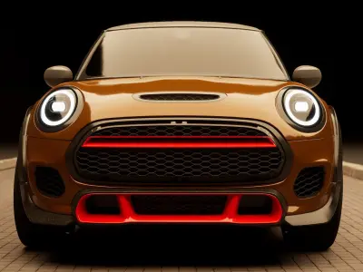 Low poly Mini CooperJCWGP 2020 without logo Low-poly 3D model