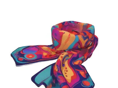 Vibrant Psychedelic Silk Scarf Low-poly 3D model