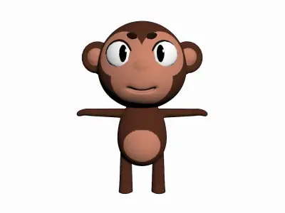 Cartoon Monkey Character Low-poly 3D model