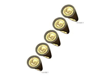 Diamond devil emoji round signet ring US sizes 7 to 11 3D print model