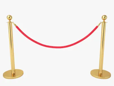 Red Velvet Rope Stanchion Set 3D model