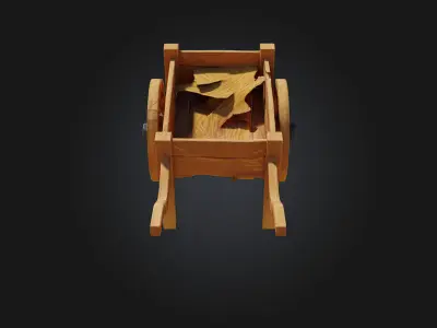 Wooden Cart Illustration  Rustic Charm on Wheels 3D model