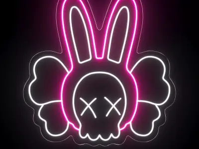 KAWS Hare Neon Sign 3D model