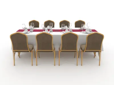 Banquet Table and Chair 75 3D model