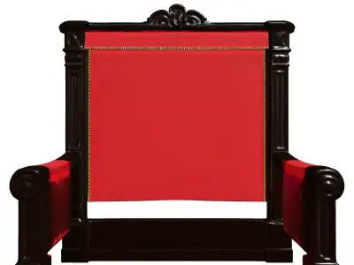 Regal Ornate Red Velvet Headboard Low-poly 3D model