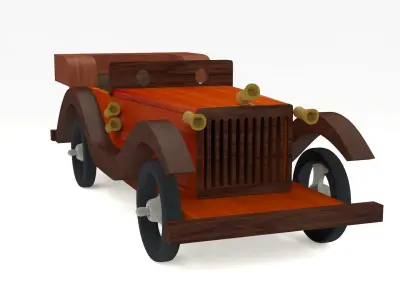 Wooden Showpiece Car Low-poly 3D model