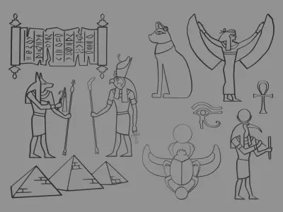 Egyptian Silhouettes Pack Low-poly 3D model