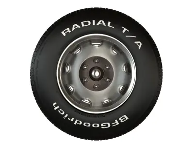 American 1971 Classic Rim and classic bf goodrich tire 3D model