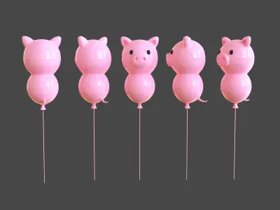 Birthday Balloons  - Colorful Party Decoration Prop 04  Low-poly 3D model