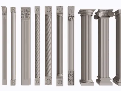 An Extensive Showcase of Various Roman and Greek Column Styles 3D model