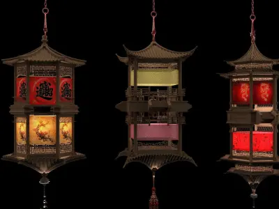 Chinese palace lantern 3D model 37