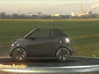 City Car 10 Small Cabrio Open Type-E Black Low-poly 3D model