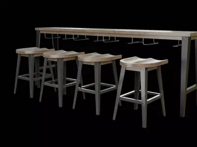 Dining Table Set-09 Low-poly 3D model