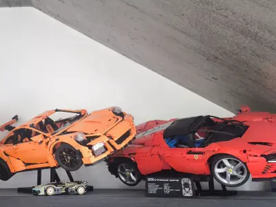 Angled wall-desk mount for LEGO Technic 1-8 Supercars Free 3D print model