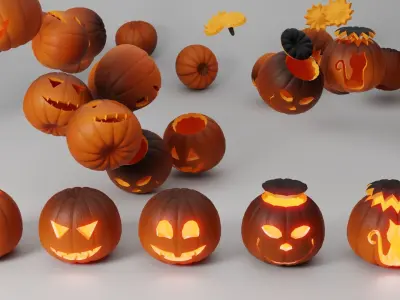 Halloween Pumpkin 3D Low-poly 3D model